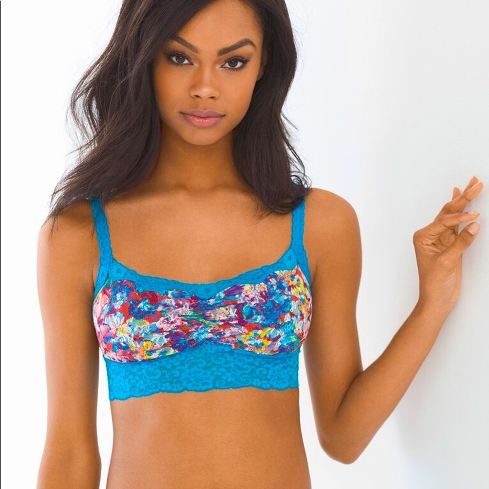 Soma Blue Floral Lace Bralette Bandeau Bra Top
